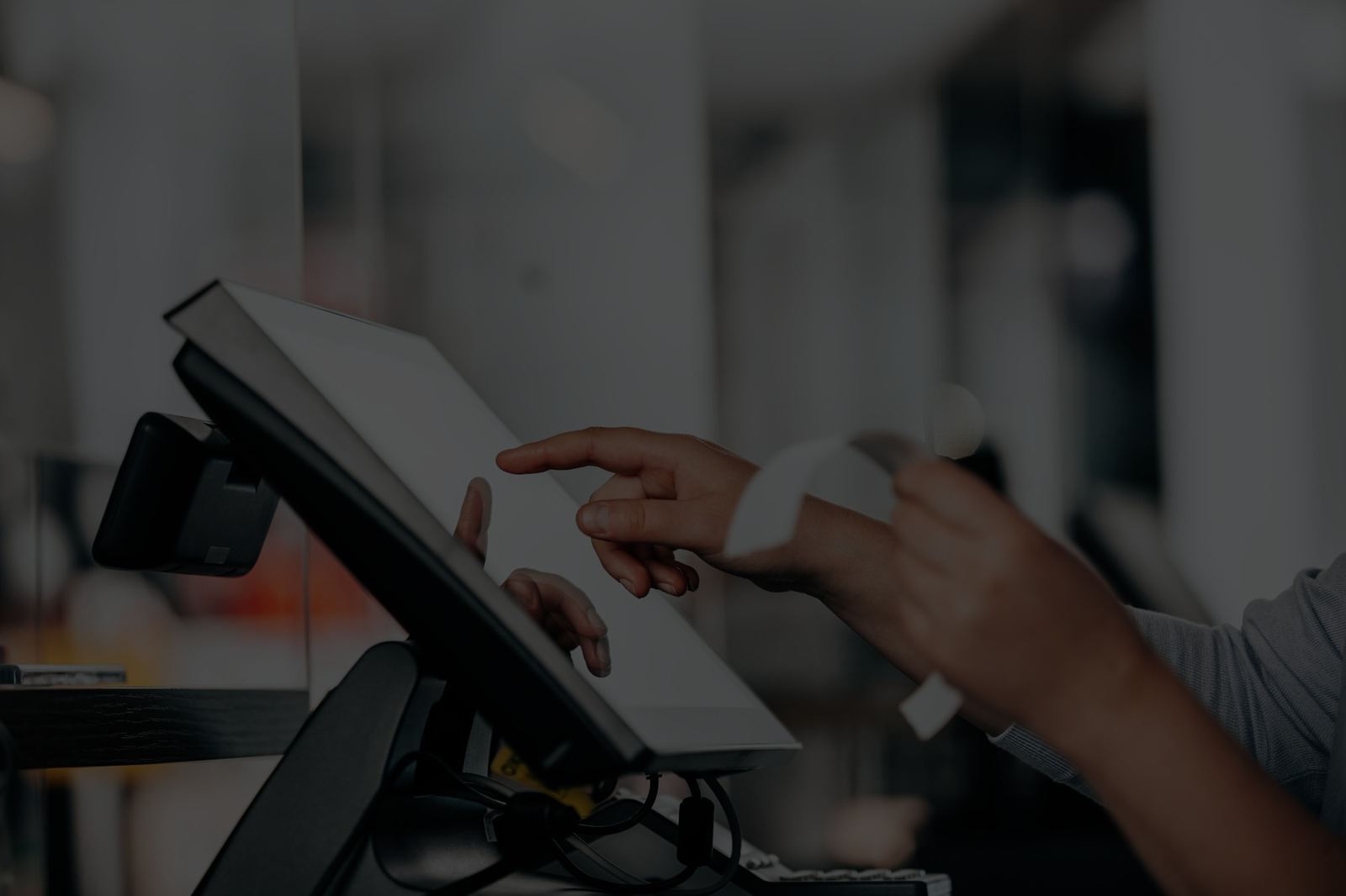 Retail counter with a tablet point of sale